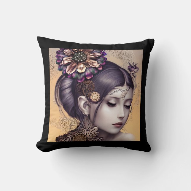 Steampunk Princess with a Copper Coloured Flower Cushion (Front)