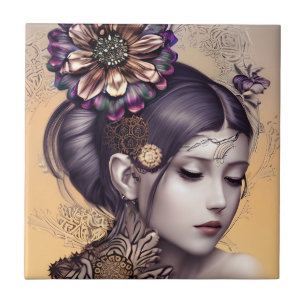 Steampunk Princess with a Copper Coloured Flower Tile