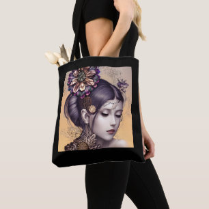 Steampunk Princess with a Copper Coloured Flower Tote Bag