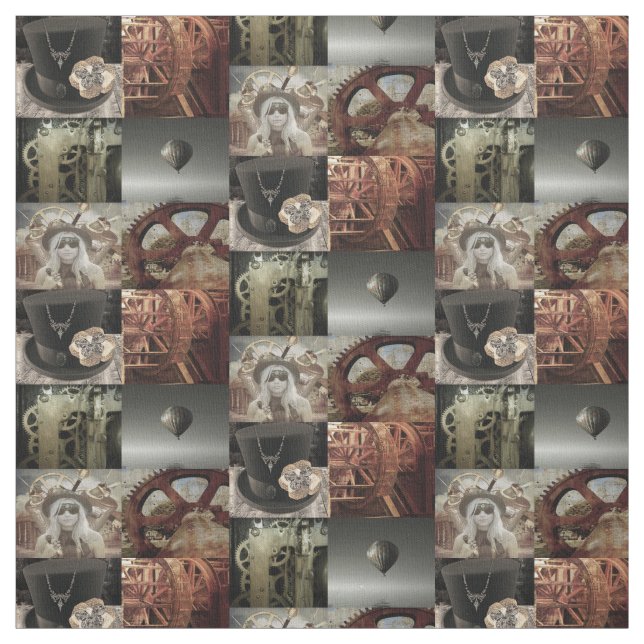 Steampunk Printed Cotton Fabric (Swatch)