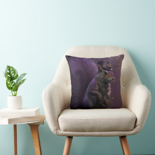Steampunk Purple Squirrel Photo Cushion