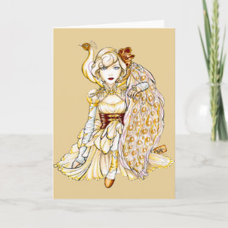 Steampunk Queen and Peacock Notecard