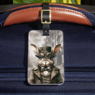 Steampunk Rabbit in London  Luggage Tag