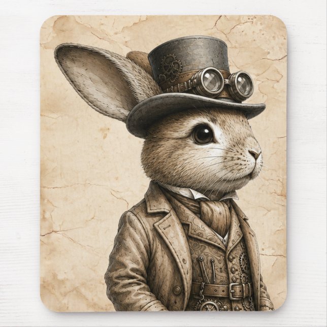 Steampunk Rabbit  Mouse Mat (Front)
