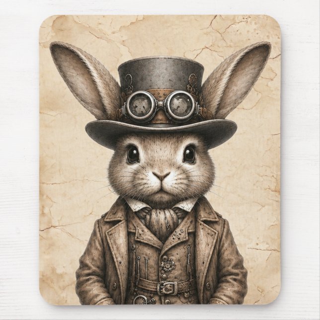 Steampunk Rabbit  Mouse Mat (Front)