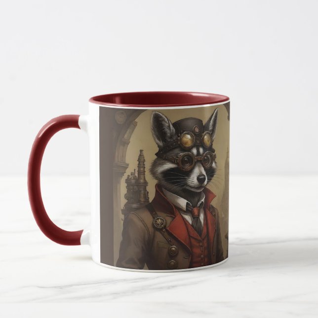 Steampunk Raccoon Artistic Portrait Mug (Left)