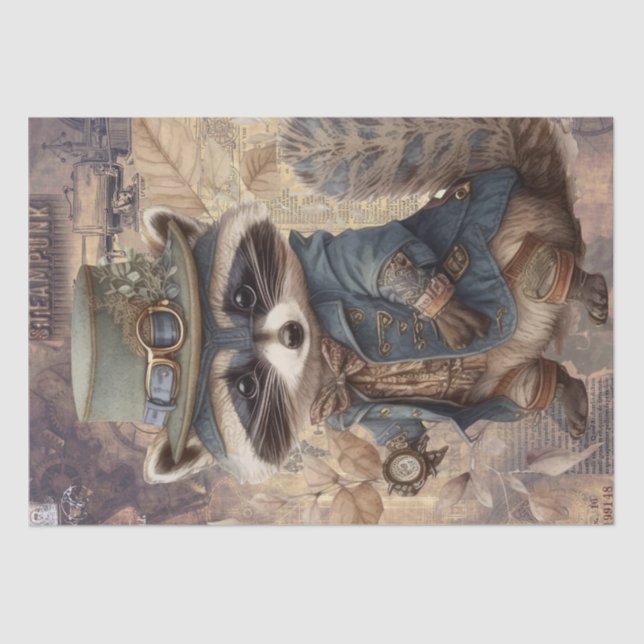 Steampunk Racoon Tissue Paper (Front)