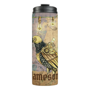 Steampunk Raven Personalised Thermal Tumbler