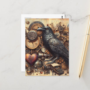 Steampunk Raven Postcard