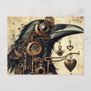 Steampunk Raven Postcard