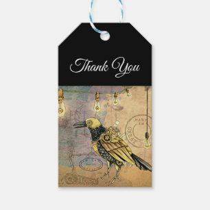 Steampunk Raven Thank You Gift Tags