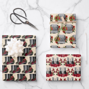 Steampunk Red Binoculars Typewriter Hat Christmas Wrapping Paper Sheet