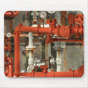Steampunk - Red pipe headache Mouse Mat