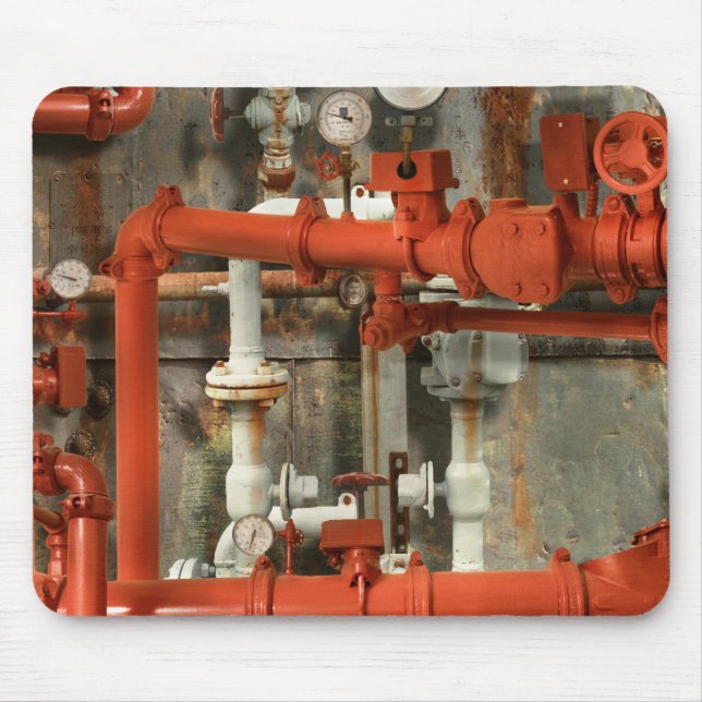 Steampunk - Red pipe headache Mouse Mat (Front)