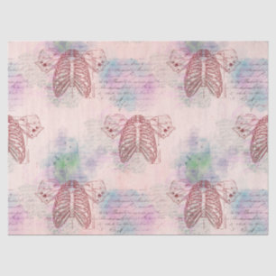 Steampunk Ribcages and Wings on Pink Decoupage Tissue Paper