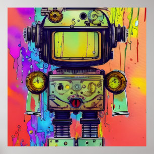 Steampunk robot poster