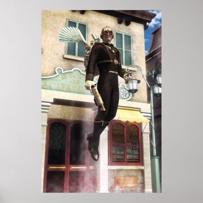 Steampunk Rocket Man Poster Uk