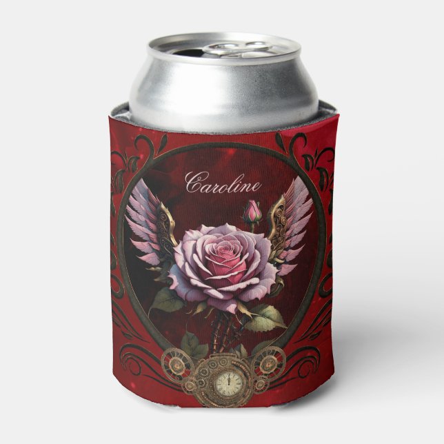 Steampunk rose can cooler (Can Front)