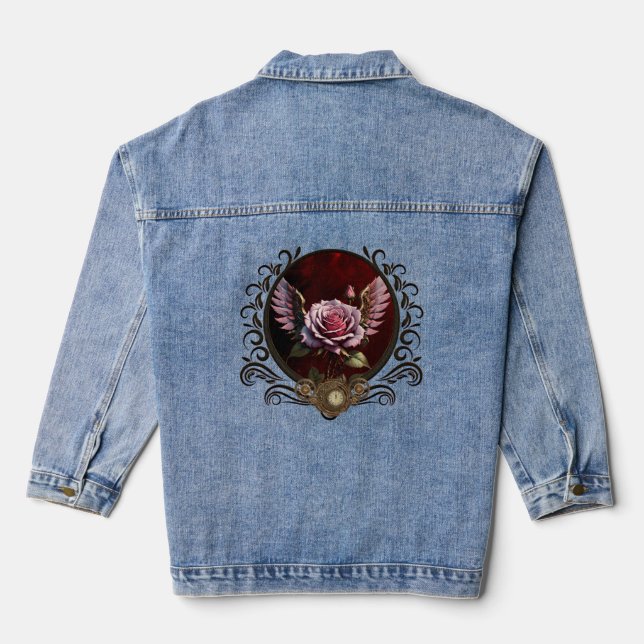 Steampunk rose denim jacket (Back)