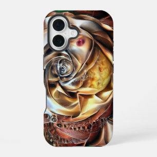 Steampunk Rose with Surreal Face – Mechanical Flor iPhone 16 Case
