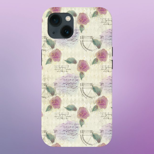 Steampunk Roses and Mechanical Drawing with Gears Case-Mate iPhone Case (Creator Uploaded)