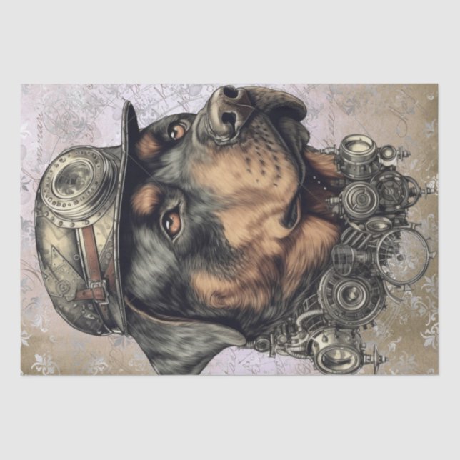Steampunk Rottweiler Dog Tissue Paper (Front)