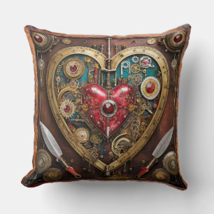 Steampunk Rubies And Daggers Warrior Valentine Cushion