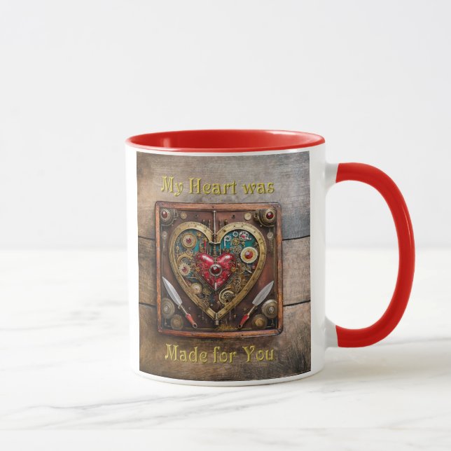 Steampunk Rubies And Daggers Warrior Valentine Mug (Right)
