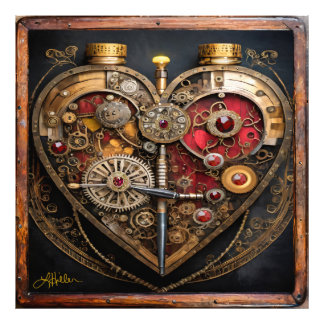 Steampunk Rubies And Gears Dark Heart Photo Print