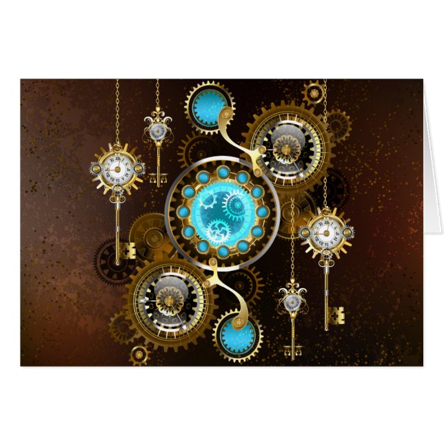 Steampunk Rusty Background with Turquoise Lenses (Front Horizontal)