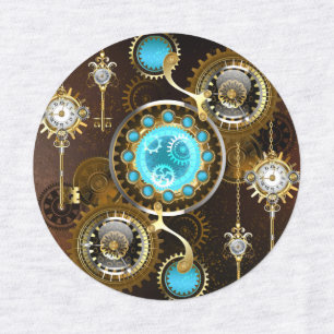 Steampunk Rusty Background with Turquoise Lenses