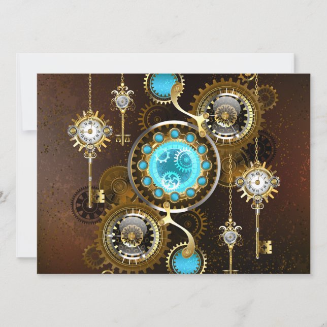 Steampunk Rusty Background with Turquoise Lenses (Front)