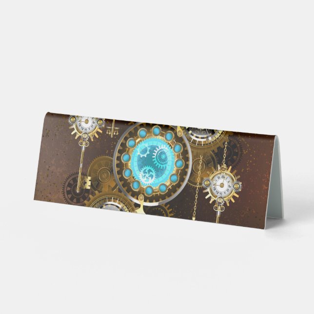 Steampunk Rusty Background with Turquoise Lenses (Front)