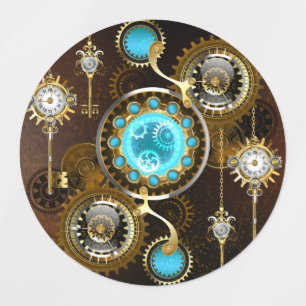 Steampunk Rusty Background with Turquoise Lenses