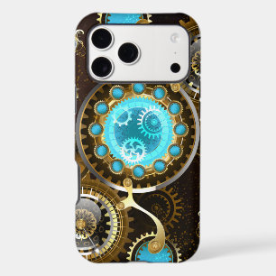 Steampunk Rusty Background with Turquoise Lenses