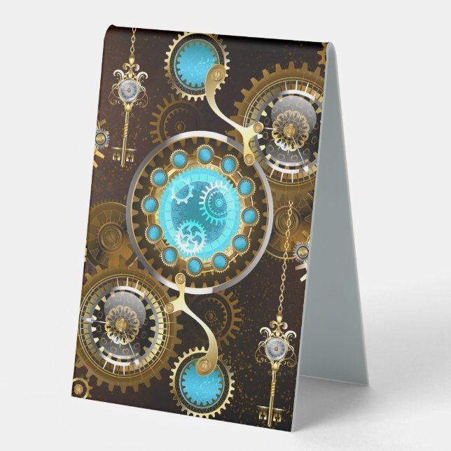 Steampunk Rusty Background with Turquoise Lenses (Front)