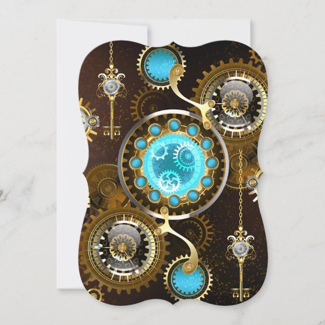 Steampunk Rusty Background with Turquoise Lenses (Front)