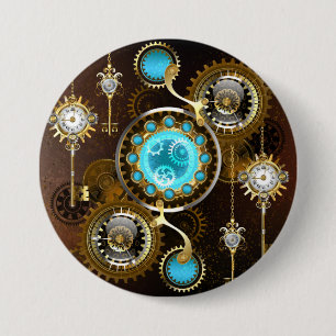 Steampunk Rusty Background with Turquoise Lenses 7.5 Cm Round Badge