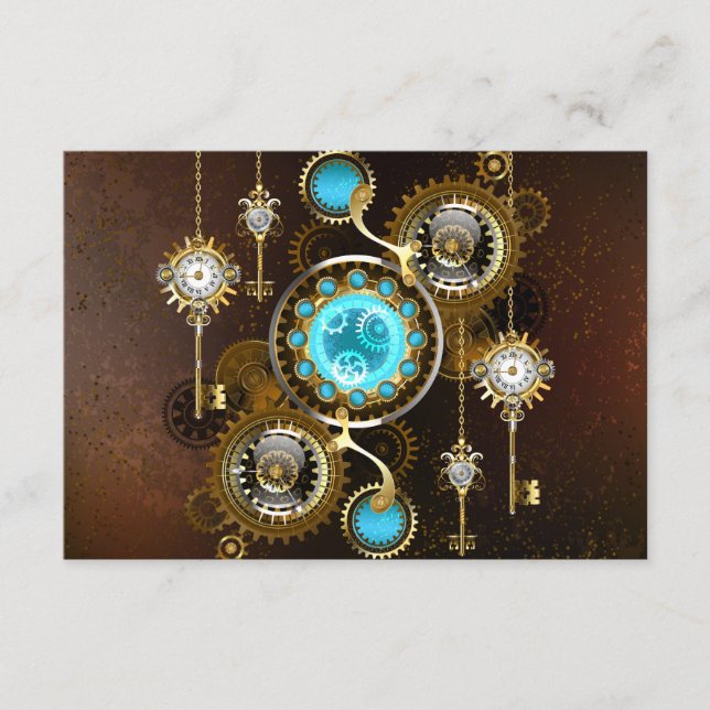 Steampunk Rusty Background with Turquoise Lenses Advice Card (Front)
