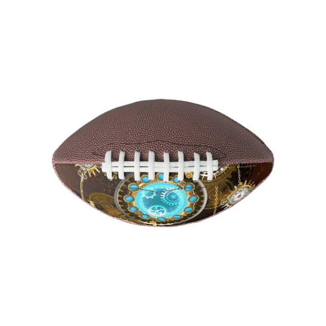 Steampunk Rusty Background with Turquoise Lenses American Football (Front)