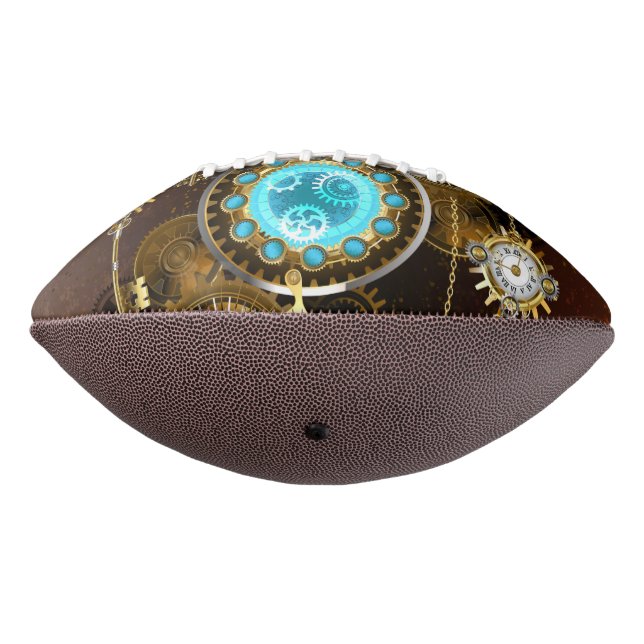 Steampunk Rusty Background with Turquoise Lenses American Football (Rotated 270)