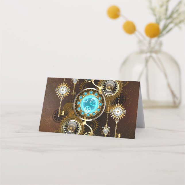 Steampunk Rusty Background with Turquoise Lenses Appointment Card (Front)