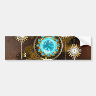 Steampunk Rusty Background with Turquoise Lenses Bumper Sticker