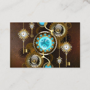 Steampunk Rusty Background with Turquoise Lenses Business Card