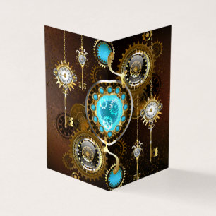 Steampunk Rusty Background with Turquoise Lenses Business Card