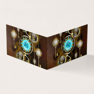 Steampunk Rusty Background with Turquoise Lenses Business Card