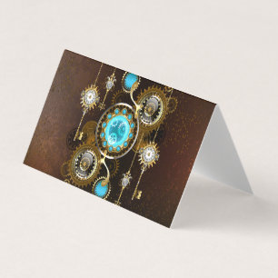 Steampunk Rusty Background with Turquoise Lenses Business Card