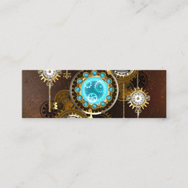 Steampunk Rusty Background with Turquoise Lenses Calling Card (Front)