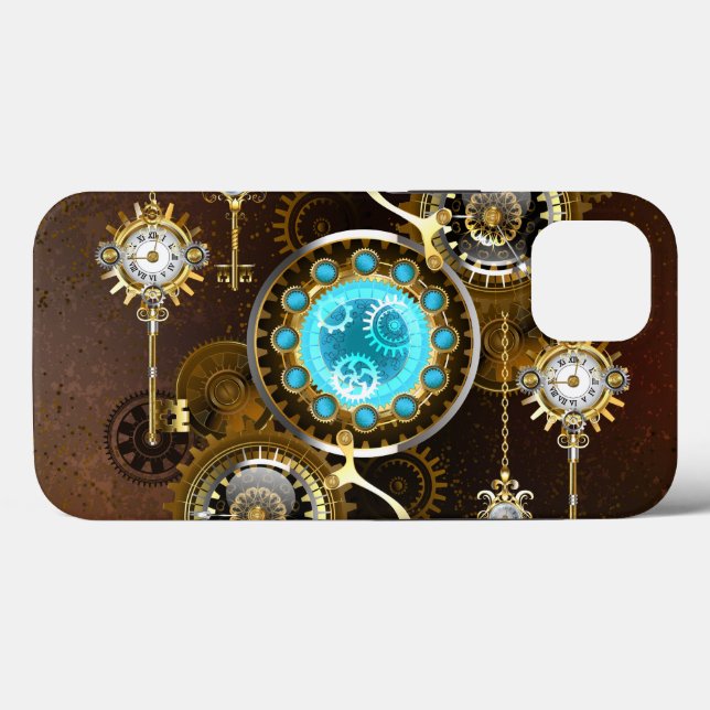 Steampunk Rusty Background with Turquoise Lenses Case-Mate iPhone Case (Back (Horizontal))
