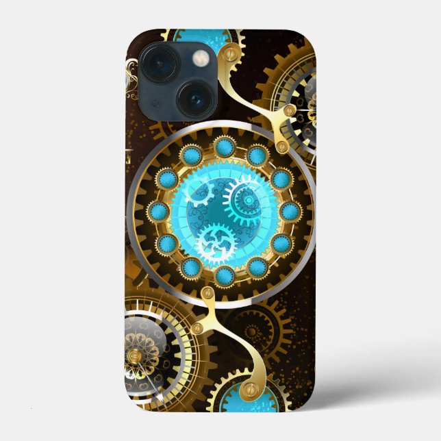 Steampunk Rusty Background with Turquoise Lenses Case-Mate iPhone Case (Back)